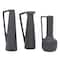 CosmoLiving by Cosmopolitan Set of 3 Dark Gray Ceramic Modern Vase, 12", 13", 11"